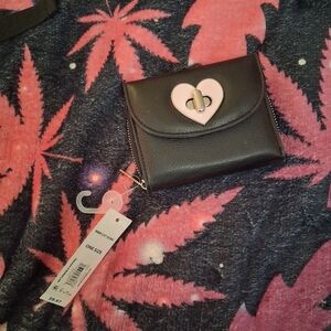 Black Wallet with Heart Clasp